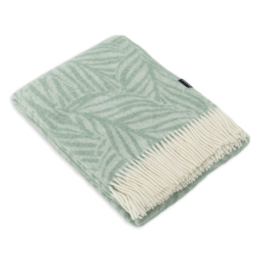 Palm Pattern Green Wool Blanket