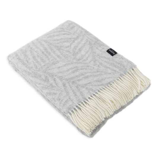 Palm Pattern Light Grey Wool Blanket