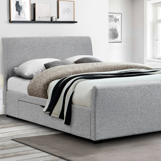 Capri Fabric Bed with Drawers - Light Grey 180cm Super King Size Julian Bowen