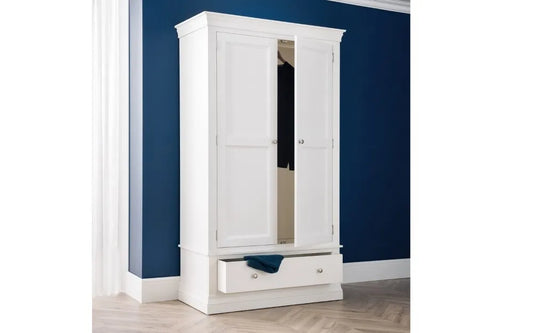 Clermont 2 Door 1 Drawer Wardrobe  - White Julian Bowen
