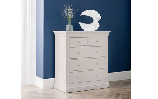 Clermont 3+2 Drawer Chest - Light Grey Julian Bowen