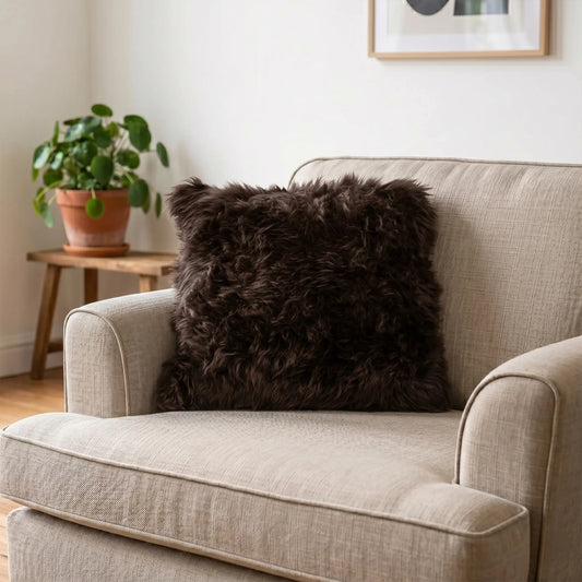 Chocolate Brown Sheepskin Cushion