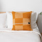 Checkerboard Orange Wool Cushion 45x45cm
