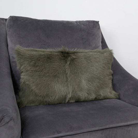 Forest Green Goatskin Cushion  30 x 50cm - Oakavia