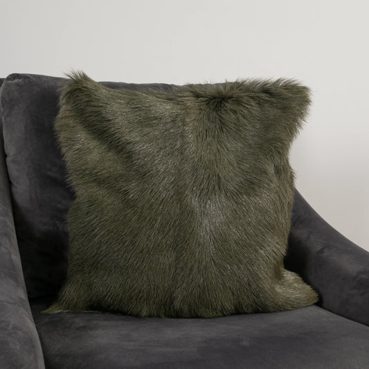 Forest Green Goatskin Cushion 45 x 45cm - Oakavia