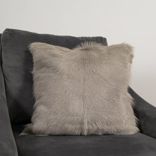 Light Grey Goatskin Cushion 45 x 45cm - Oakavia