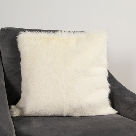 Ivory Goatskin Cushion 45 x 45cm - Oakavia
