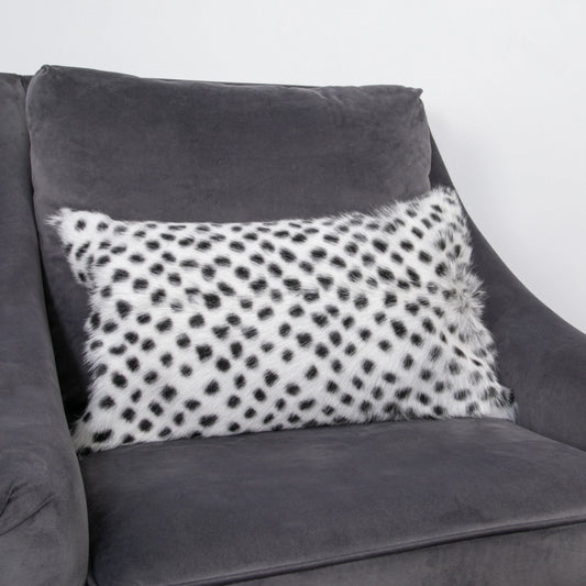 Black Dot Goatskin Print Cushion 30 x 50cm - Oakavia