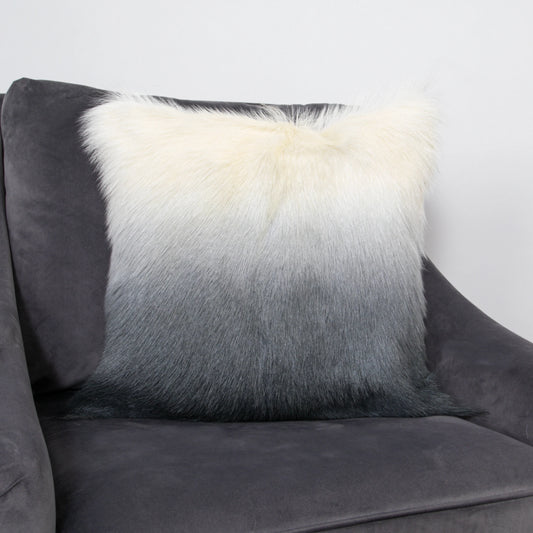 Ivory/Charcoal Goatskin Cushion - Oakavia