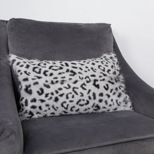 Grey Leopard Goatskin Print Cushion 30 x 50cm - Oakavia