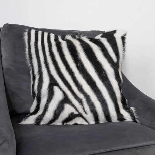 Zebra Goatskin Print Cushion 45 x 45cm - Oakavia