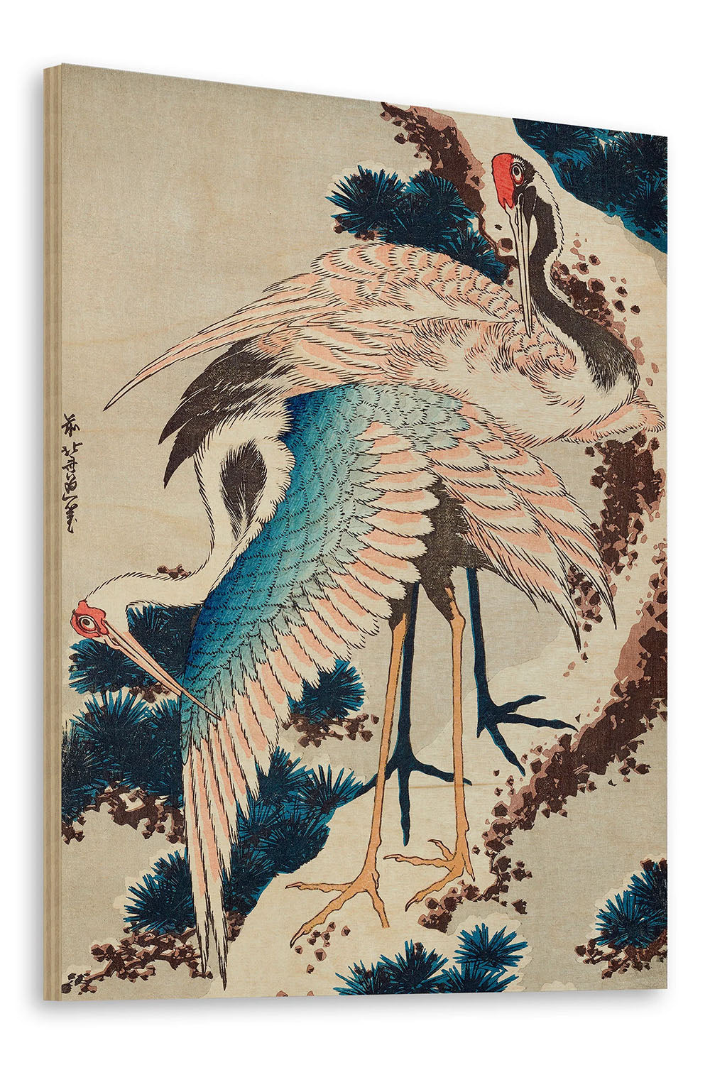 Cranes on snow-covered pine Print - Oakavia