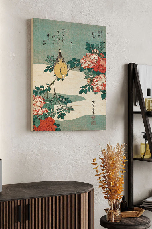 Warbler and Roses Print - Oakavia