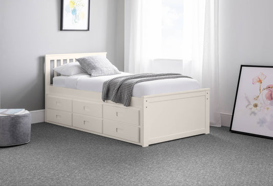 Maisie Bed with Underbed and Drawers - Surf White Julian Bowen