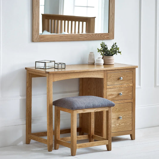 Mallory Single Pedestal Dressing Table + Stool Set – Fsc Mix (Int-Coc-002320) Julian Bowen