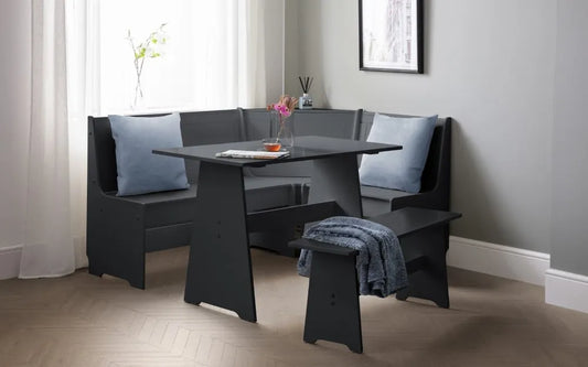 NEWPORT CORNER DINING SET WITH STORAGE BENCH - ANTHRACITE Julian Bowen