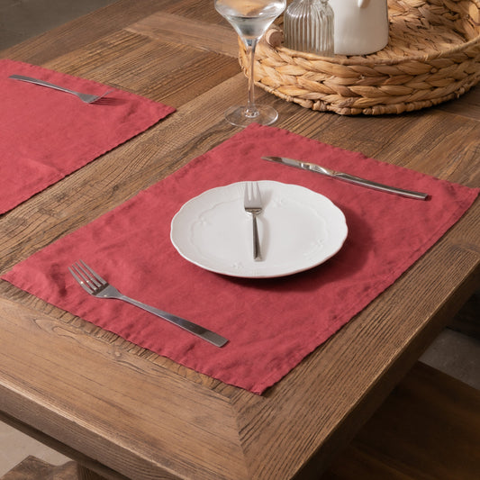 Brick Red Set of 4 100% Linen Placemats