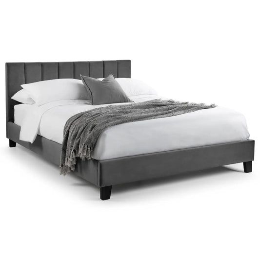 Rosa Velvet Bed in a Box 150cm King Size - Grey Julian Bowen