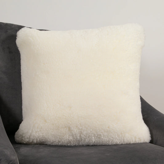 Ivory Short Pile Sheepskin Cushion 45 x 45cm - Oakavia