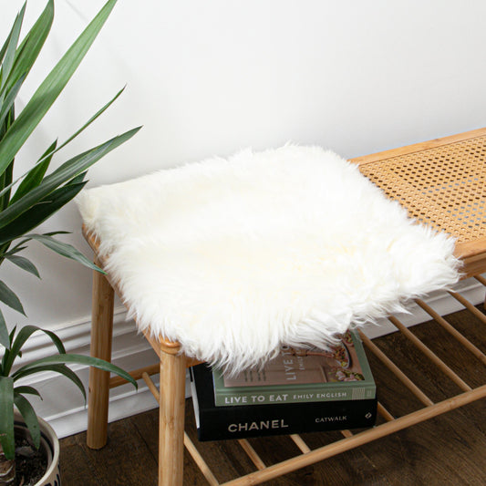 Sheepskin Chair Pad Square Ivory White
