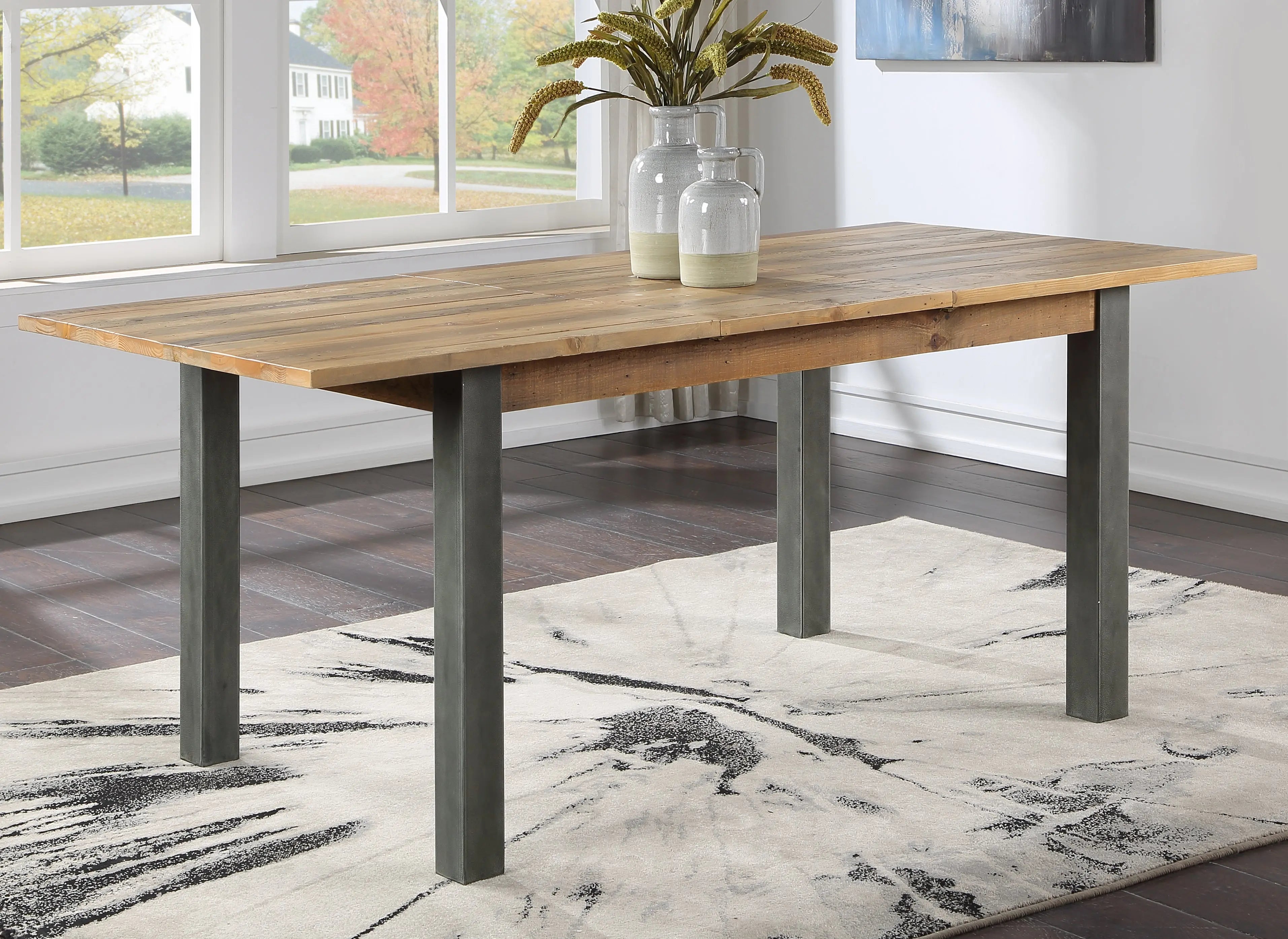 Urban Elegance reclaimed extending dining table, extended view