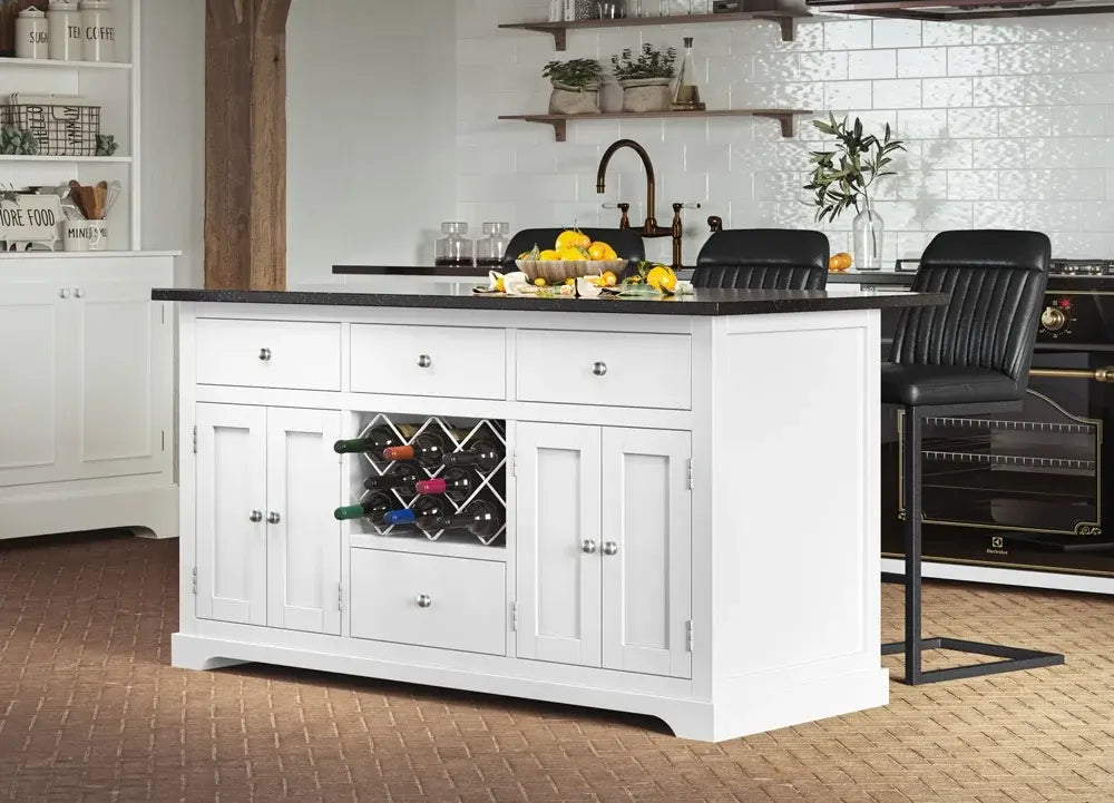 White Kitchen Island With Black Granite Worktop