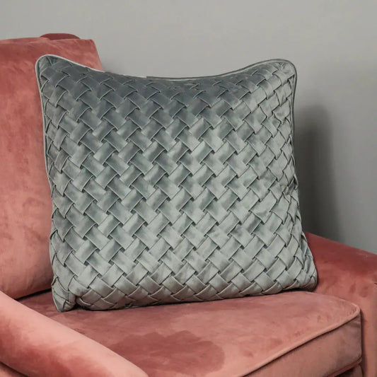 Woven Grey Velvet Cushion Cover - Oakavia