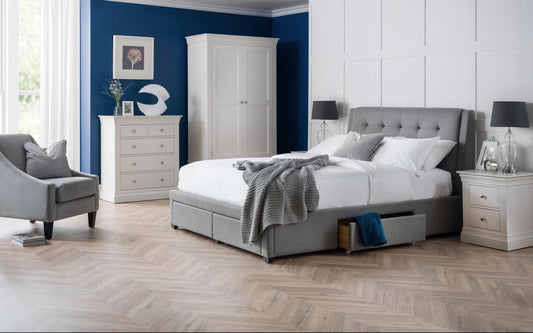 Fullerton 4 Drawer 150cm King Size Bed - Grey Julian Bowen