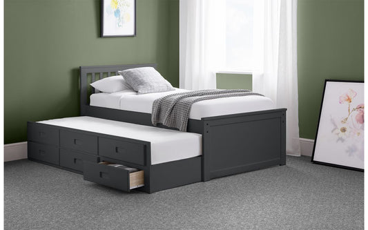 Maisie Bed with Underbed and Drawers - Anthracite Julian Bowen