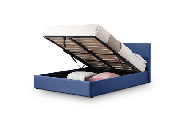 Beds | Rialto Lift Up Storage Bed Dark Blue Linen - Double | Oakavia