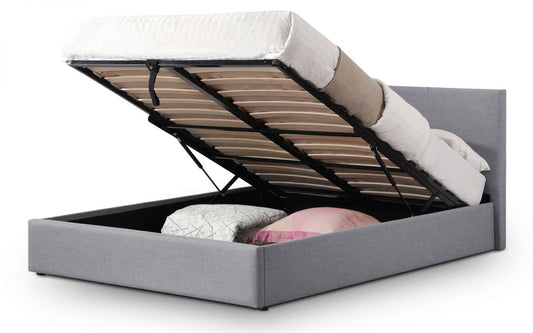 Rialto Lift-up Storage Bed - Grey Linen 150cm King Size Julian Bowen