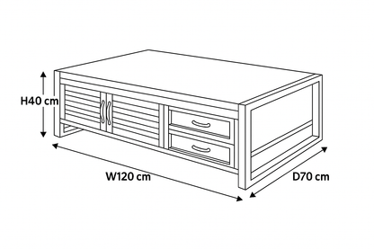 Urban Chic 4 Door 4 Drawers Large Coffee Table