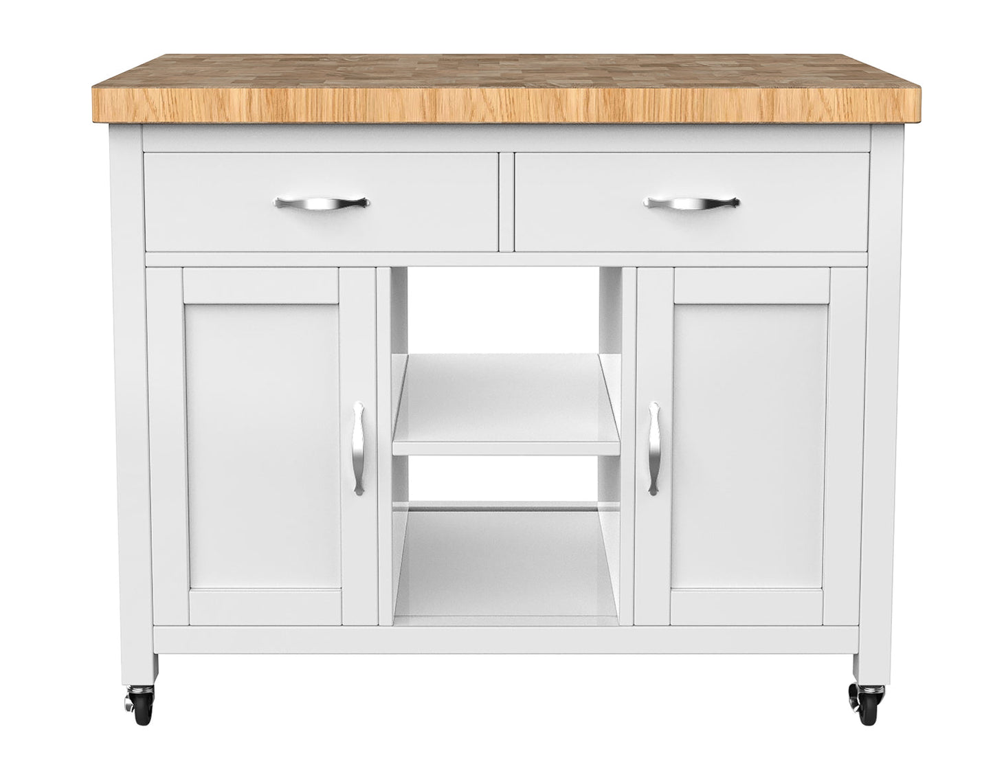 Kitchen Island (White) with Butchers Block Baumhaus