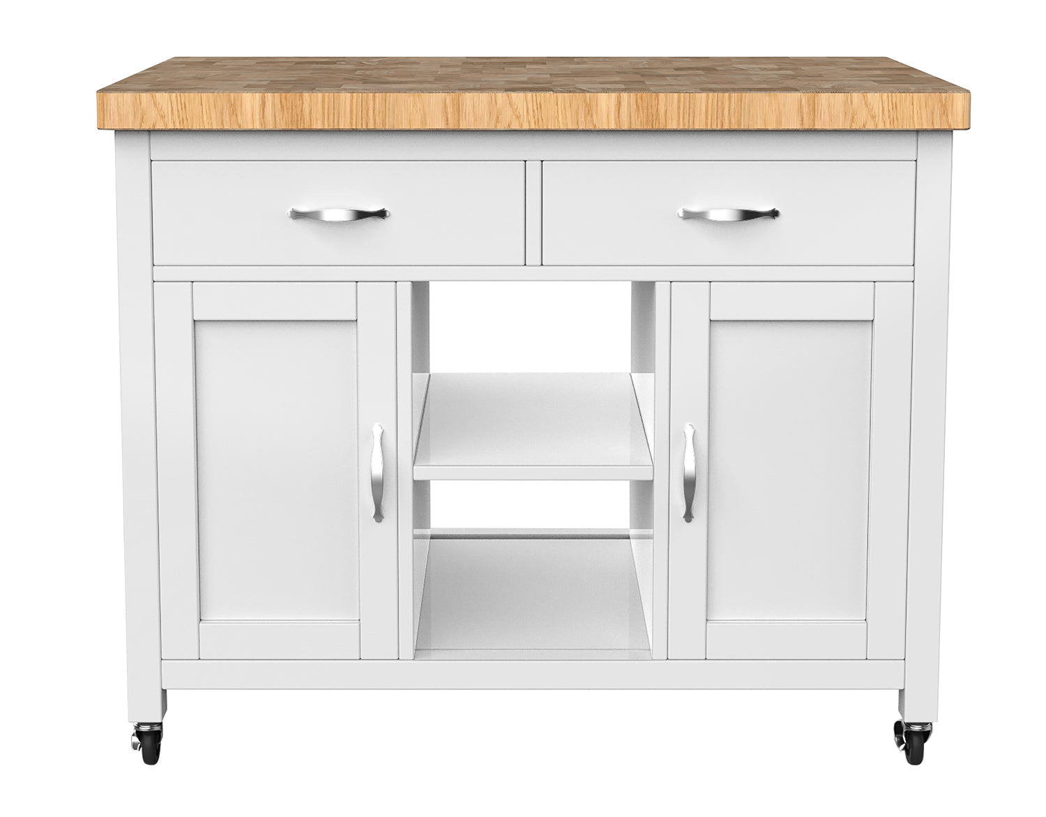 Kitchen Island (White) with Butchers Block Baumhaus