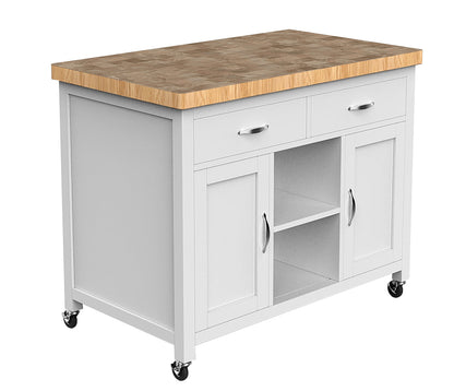 Kitchen Island (White) with Butchers Block Baumhaus