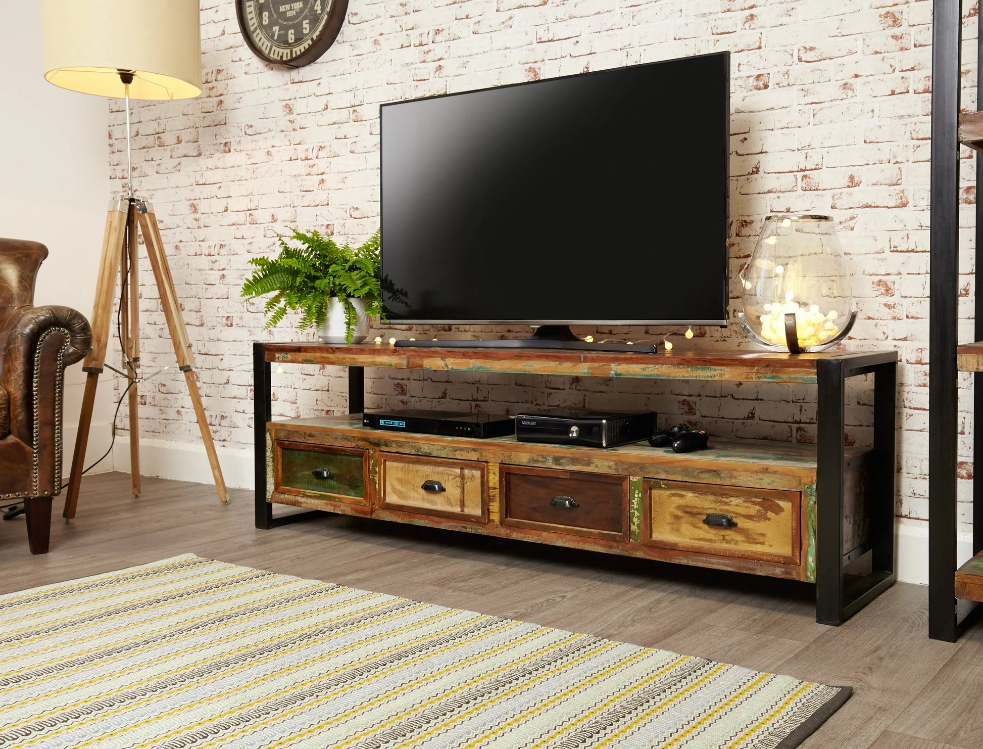 Wood Furniture UK - Shop Urban Chic Open Widescreen Television Cabinet - Oakavia