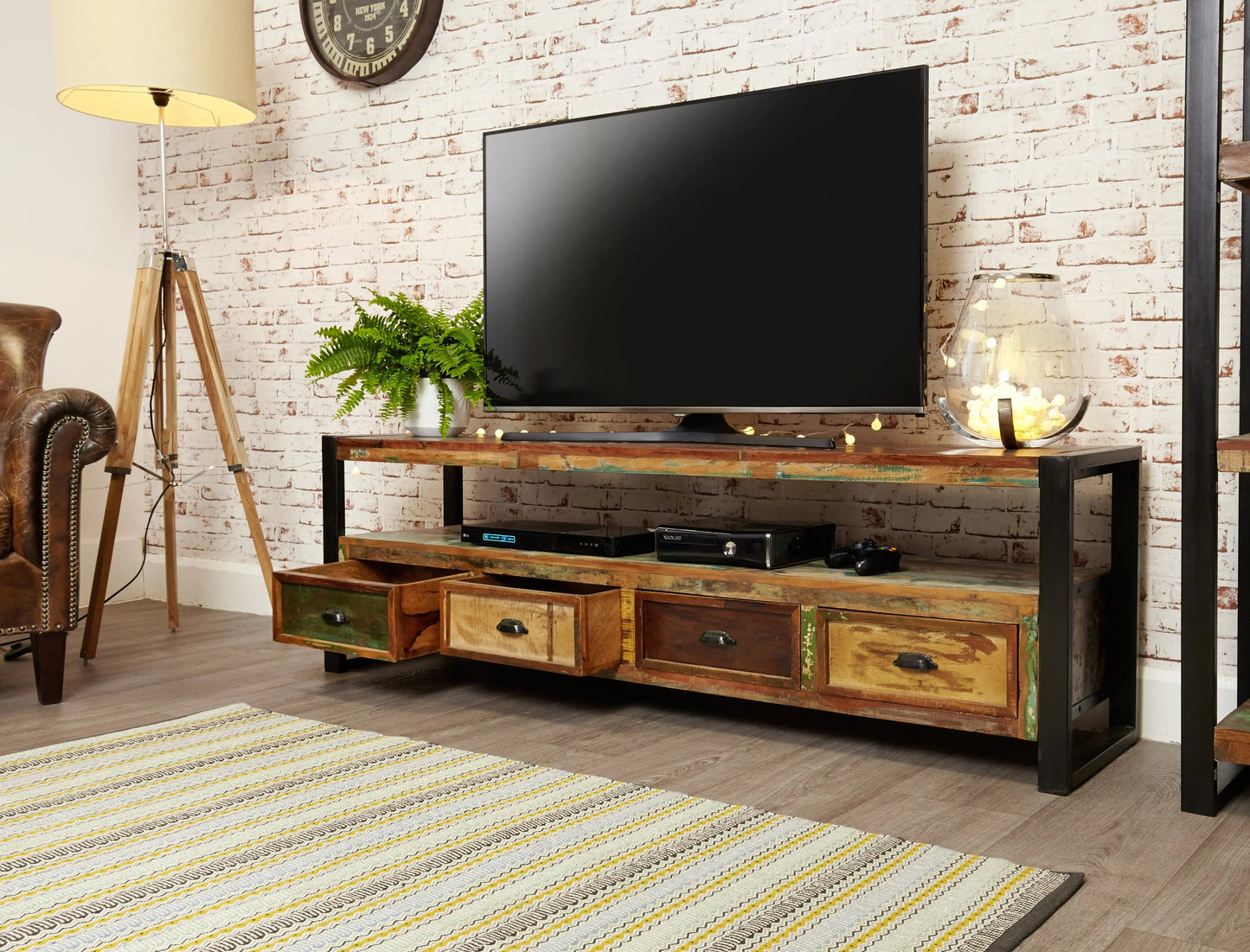 Wood Furniture UK - Shop Urban Chic Open Widescreen Television Cabinet - Oakavia