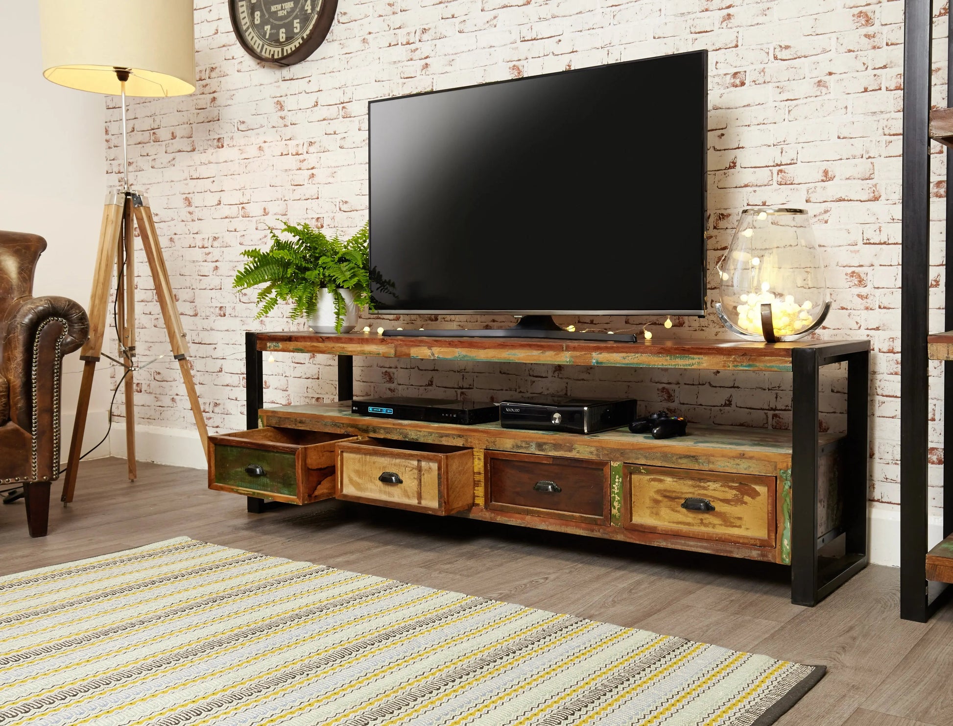 Wood Furniture UK - Shop Urban Chic Open Widescreen Television Cabinet - Oakavia